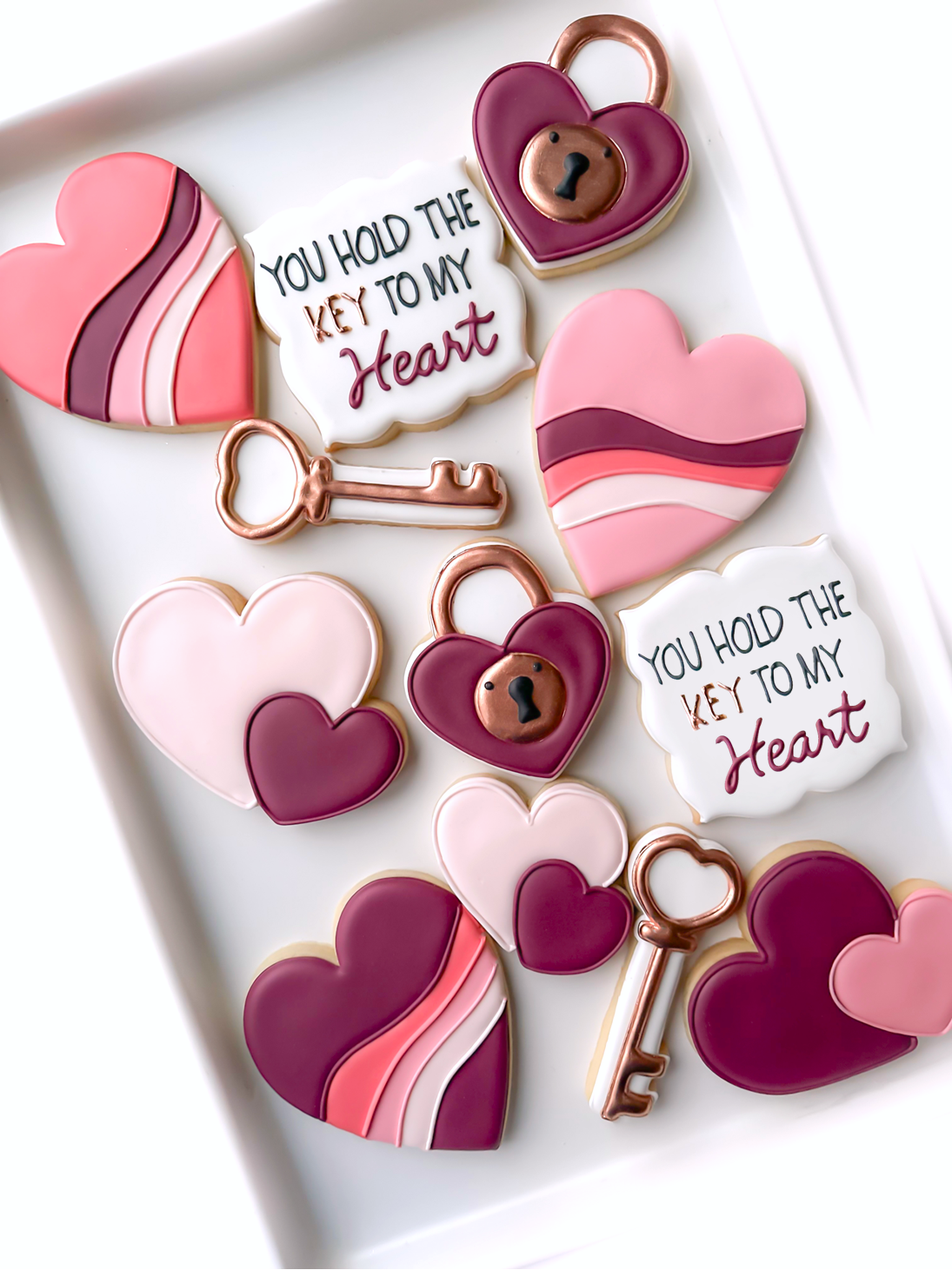 You hold the Key to My Heart valentines day decorated cookies