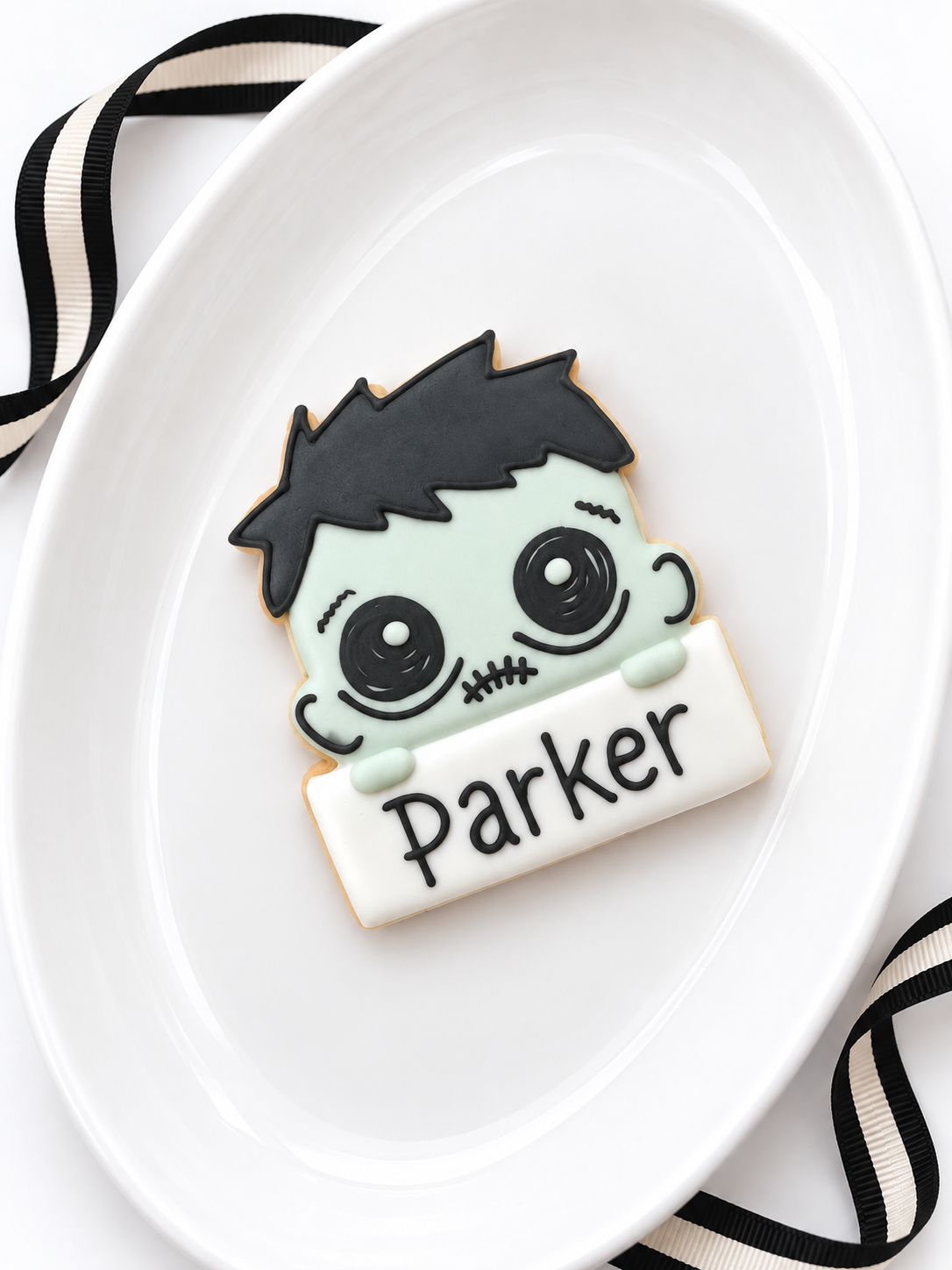 zombie personalized name plaque cookie halloween decorated cookies