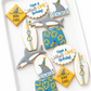 beach closed, shark, surfboard, surf shorts, shark with birthday hat, shark birthday cookies