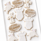 baptism day, cross, lamb, baptism gown, gold baptism cookies, god bless cookies