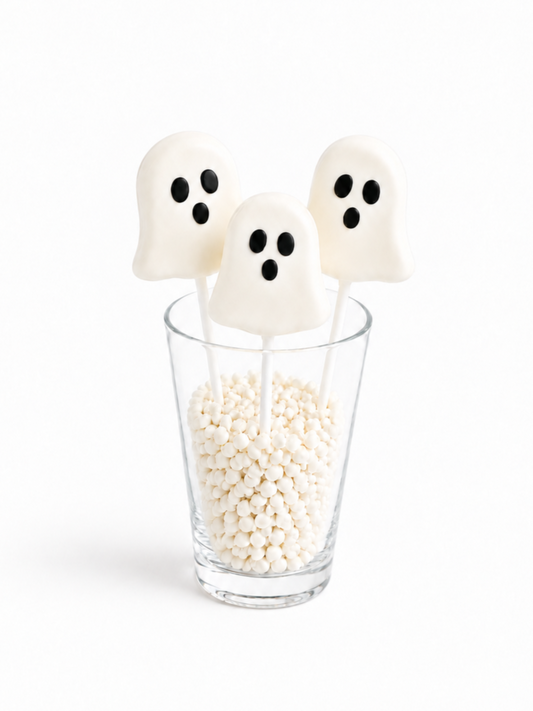 ghost with red velvet cake pop