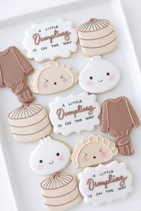 Lil dumpling cookies, dumpling birthday cookies, chopsticks and dumpling birthday cookies, lil dumpling baby shower