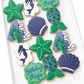 mermaid birthday magic, seahorse, seaweeds, coral reef, starfish, mermaid cookies, under the sea, conch shell, sand dollar, kids birthday cookies