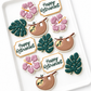 Sloth, time to relax, pink heart, and tropical green leaf, retirement, happy retirement cookies
