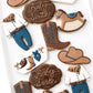 cowgirl birthday decorated cookies horse jean denim jacket cowboy boot cowboy hat