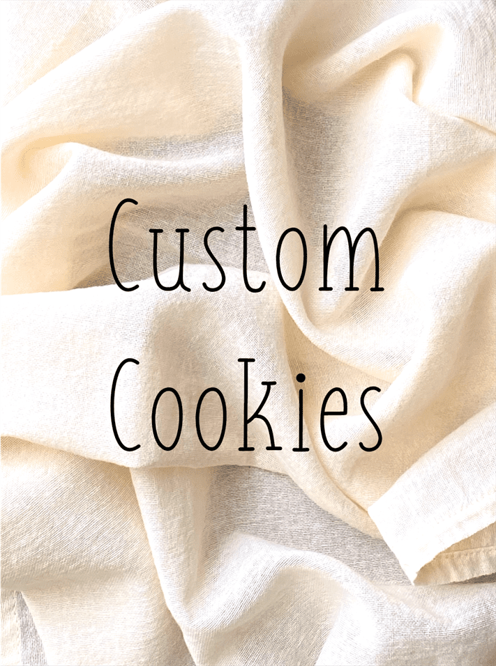 Custom Cookies Tier Two (12 cookies) There is a 2 Dozen MINIMUM Order. Up to 4 designs for ENTIRE ORDER. *Expedited shipping is an additional charge. (1 dozen)